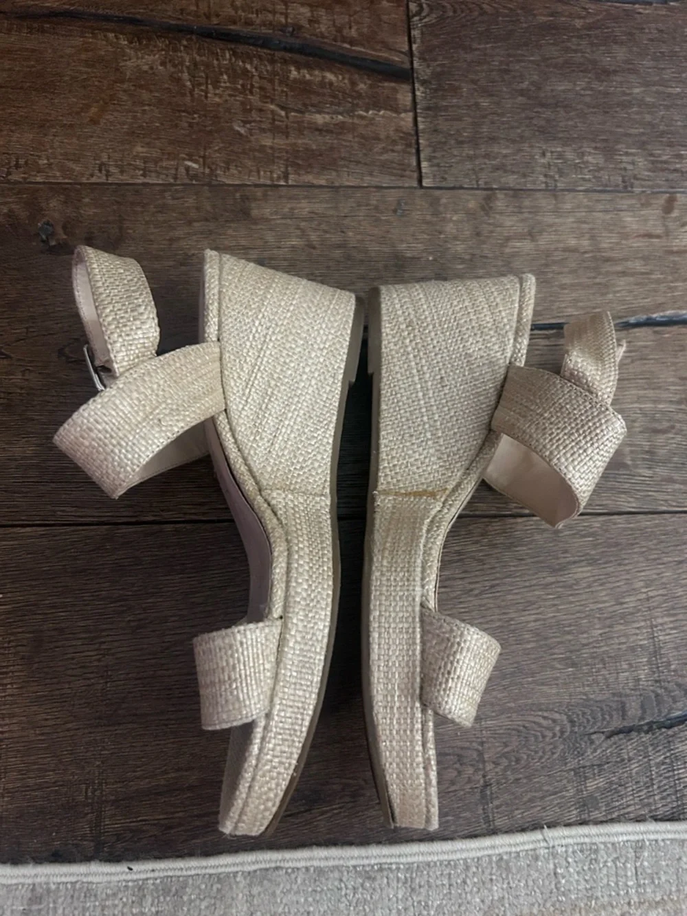 Sole Society Natural Woven Slingback Wedge Sandals 8